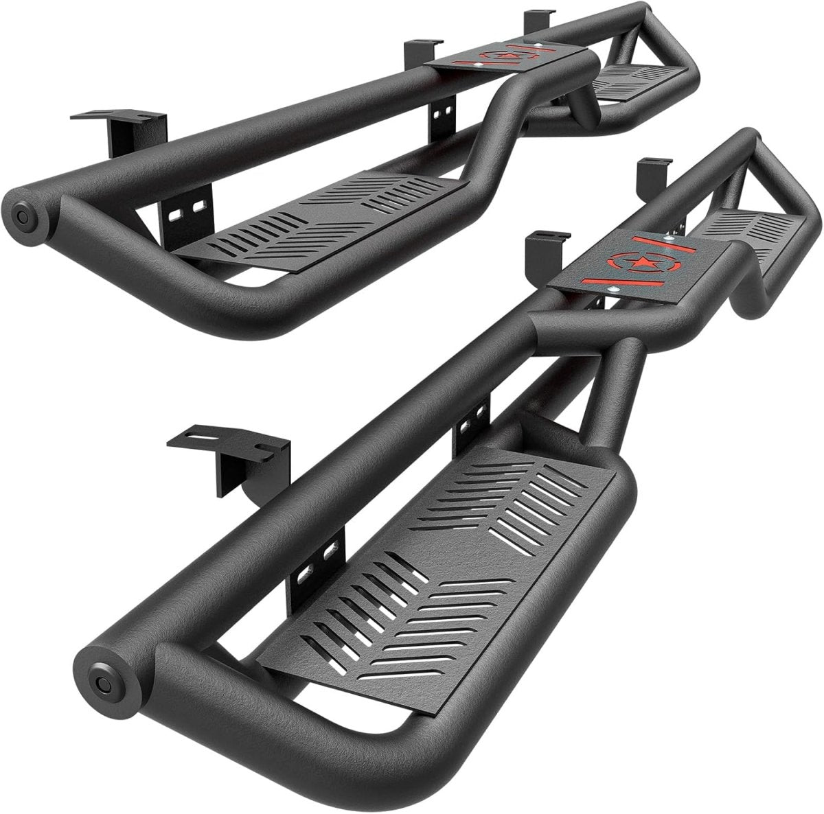 Running Boards Side Steps Compatible with 2005-2023 Toyota Tacoma Double Cab & Crew Cab (4 Full-Size Doors), Heavy-Duty Two Stair Design Side Rails Nerf Bar Rock Sliders, Textured Black