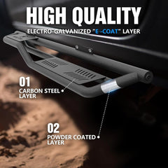 for Wrangler JL Two Stairs Design Running Boards Side Steps Compatible with 2018-2025 Jeep Wrangler JL JLU Unlimited 2 Doors (Include 4XE Model), Steel Nerf Bars Plates Rock Sliders Rail