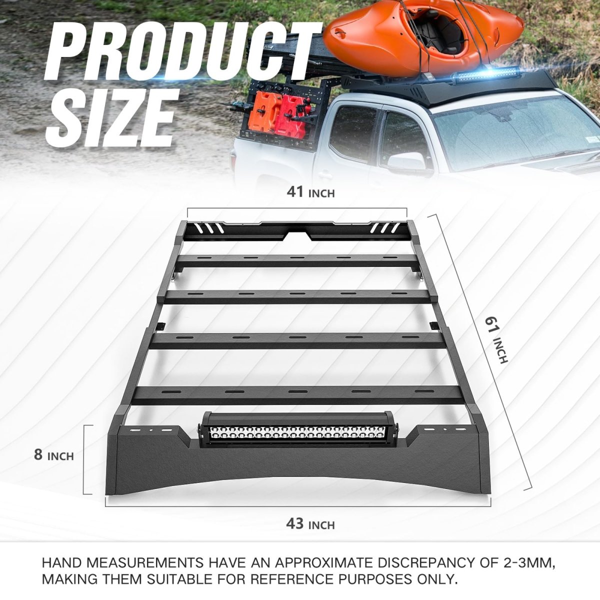 Roof Basket Cargo Carrier Compatible with 2005-2023 Tacoma Double Cab/Crew Cab