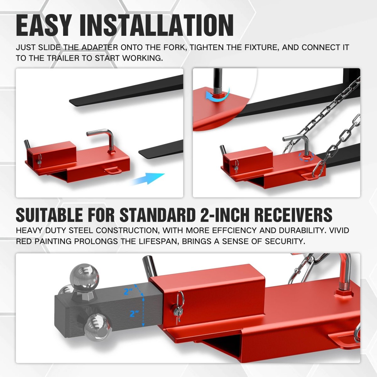 Single Universal Forklift Trailer Hitch Receiver | Yzona