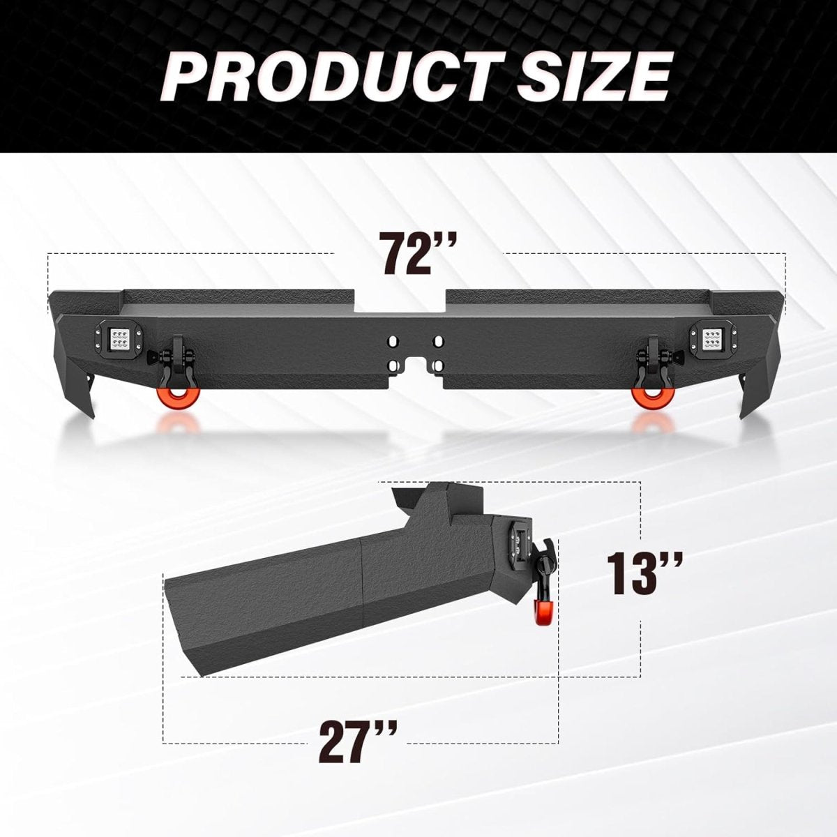 for 4Runner Rear Bumper Compatible with 2015-2024 Toyota 4 Runner 5th Gen Full Width with 2 x LED Lights | Yzona