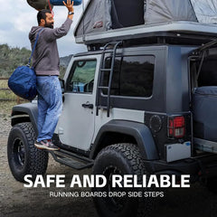 Single Cab Running Boards Side Steps Compatible with 2007-2018 Jeep Wrangler JK JKU Unlimited 2 Doors| Yzona
