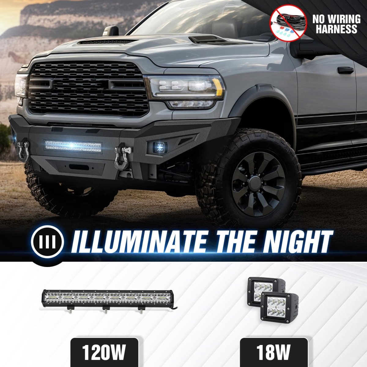 Steel Full Width Off Road Front Bumper Compatible with 2019-2025 Dodge Ram 2500 3500