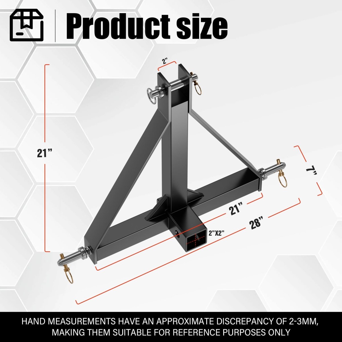 3 Point Tractor Trailer and Receiver Hitch for Category 1, 3 Pt Tractor | Yzona