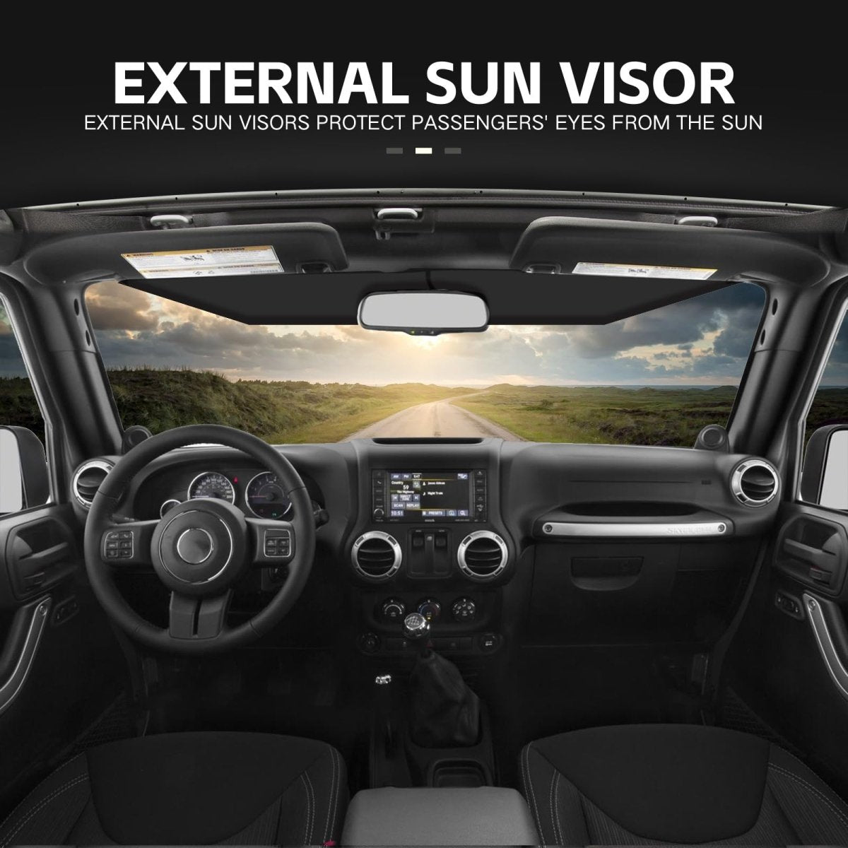 Yzona Front Madmax Roof Sun Visor Cowl Body Armor Compatible with 2007-2018 Jeep Wrangler JK JKU Unlimited