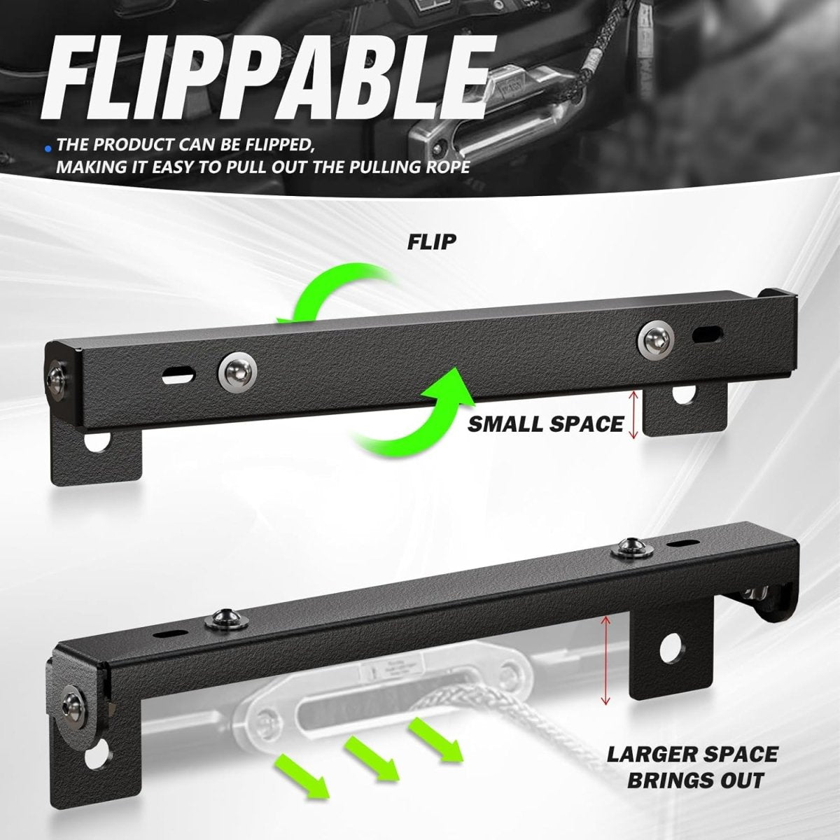 Flip-Up Winch Black License Plate Frame Compatible with 10" Hawse Fairlead | Yzona