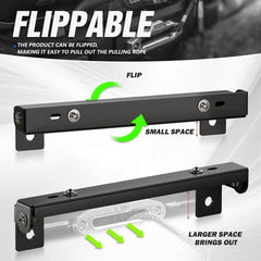 Flip-Up Winch Black License Plate Frame Compatible with 10" Hawse Fairlead | Yzona