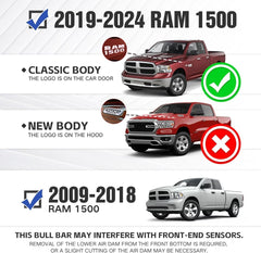 Front Truck Bar for 2009-2018 Dodge Ram 1500 & 2019-2024 RAM 1500 Classic (Ex Rebel Sport) | Yzona