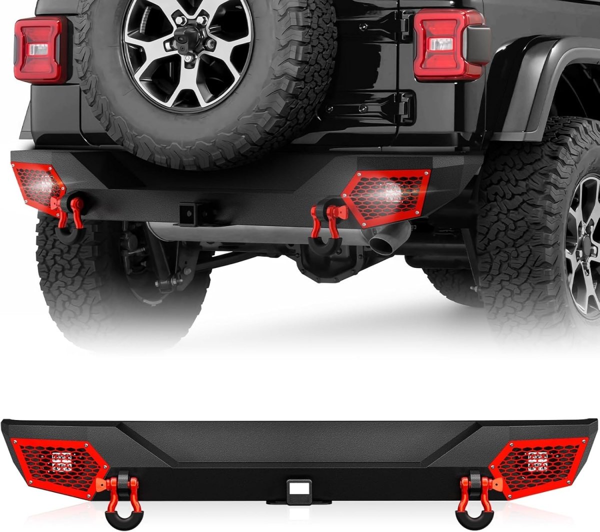 Best Truck Rear Bumpers for 2018-2024 Jeep Wrangler JL JLU Unlimited (2/4 Doors) with Paintable Armor | Yzona