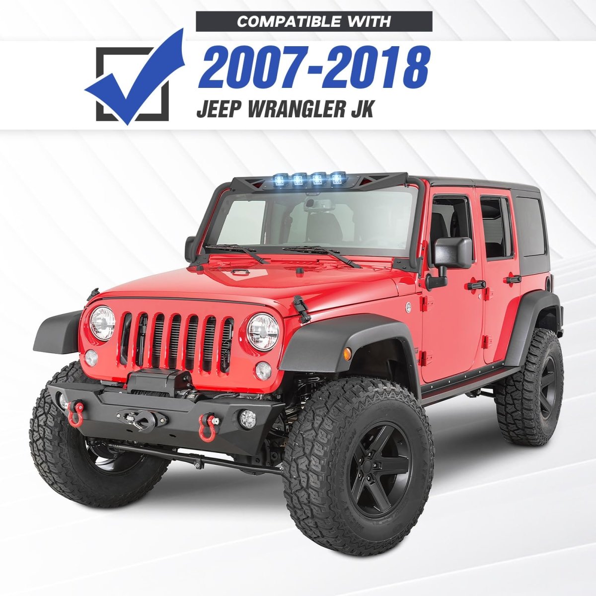 Yzona Front Madmax Roof Sun Visor Cowl Body Armor Compatible with 2007-2018 Jeep Wrangler JK JKU Unlimited