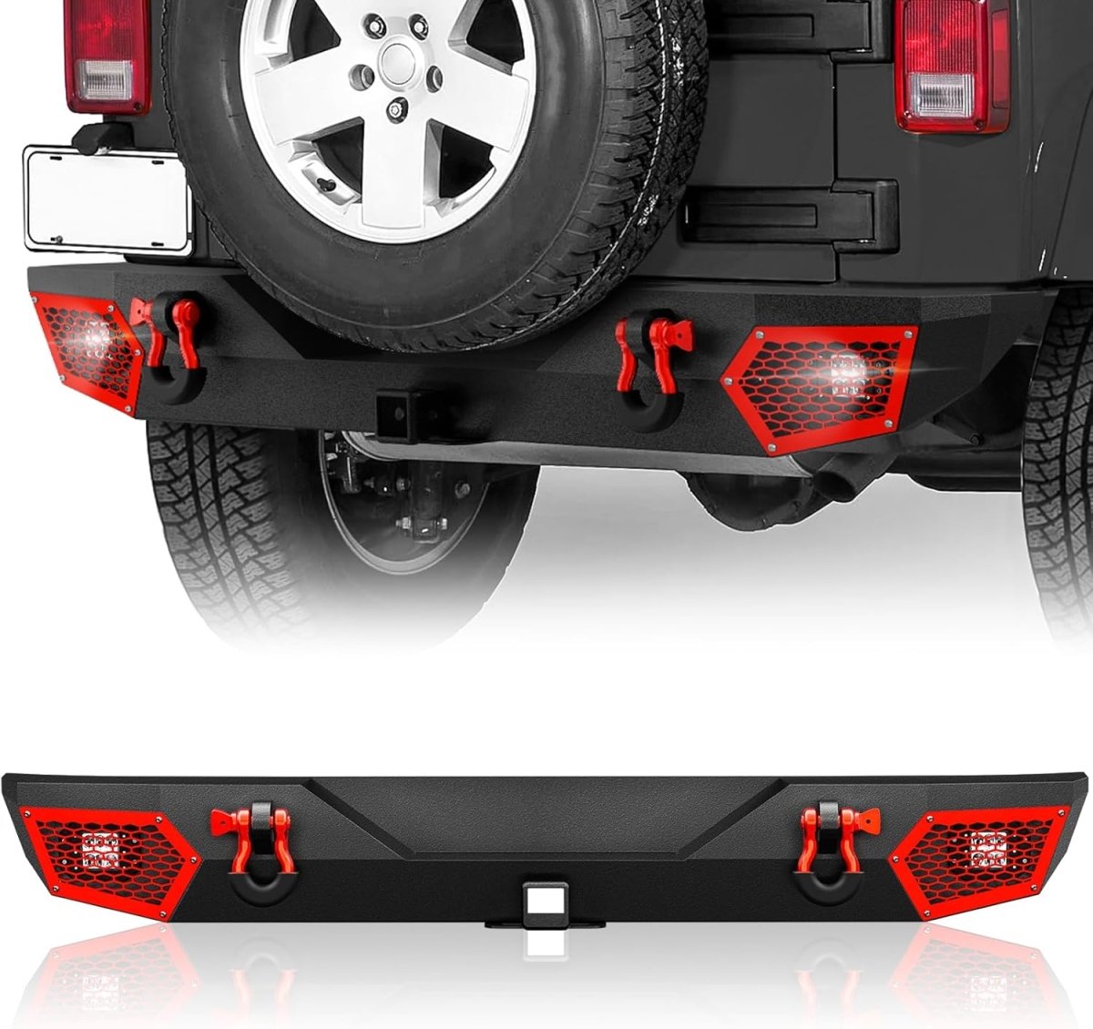 for 2014 Jeep JK Rear Bumper Compatible with 2007-2018 Jeep Wrangler JK JKU Unlimited (2/4 Doors)| Yzona