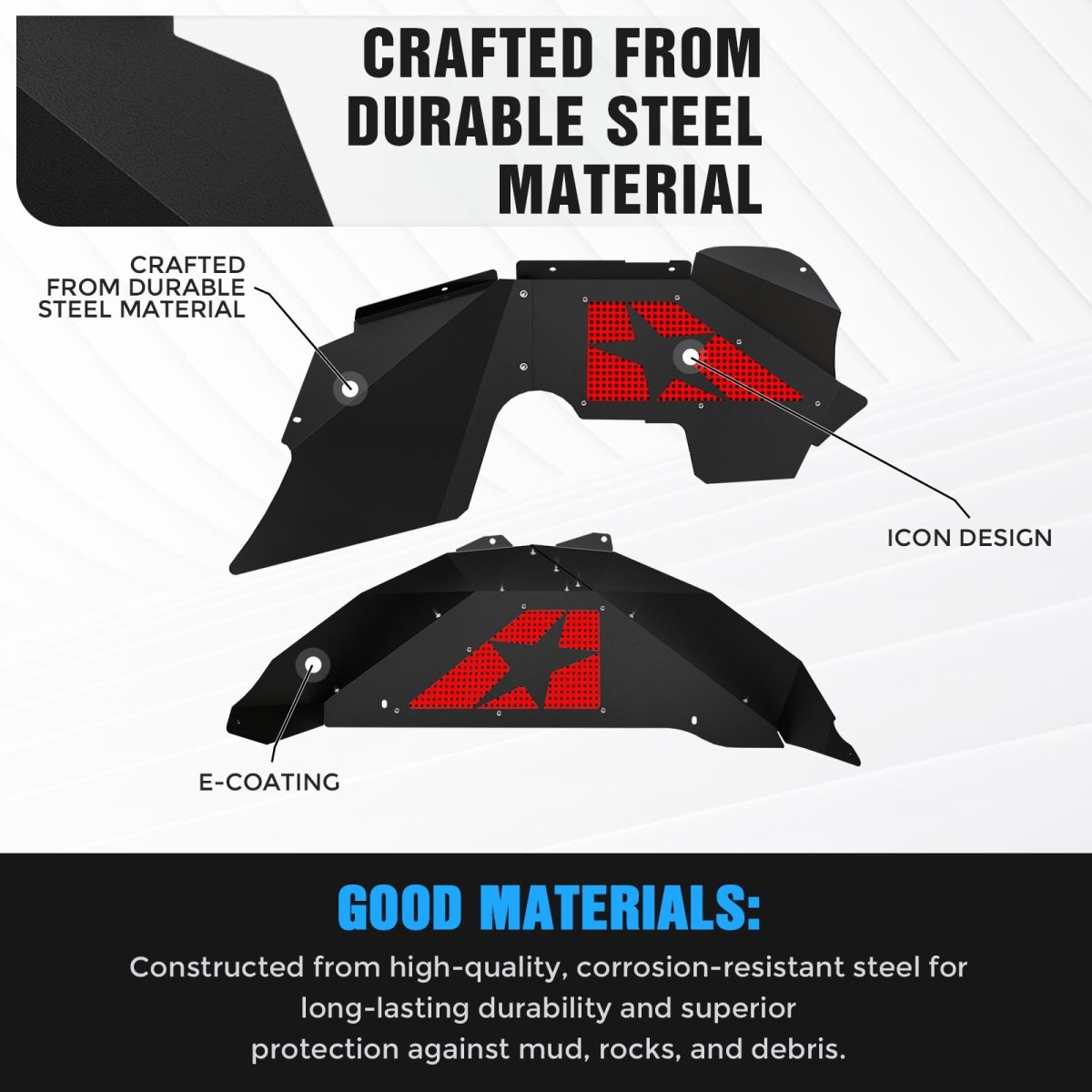 for Jeep Wrangler JK Inner Fender Liners | 2007-2018 Jeep Wrangler JK & JKU Unlimited | Yzona