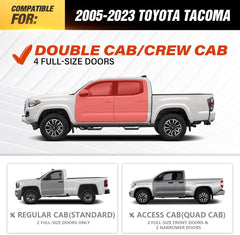 Running Boards Side Steps Compatible with 2005-2023 Toyota Tacoma Double Cab & Crew Cab (4 Full-Size Doors), Heavy-Duty Two Stair Design Side Rails Nerf Bar Rock Sliders, Textured Black