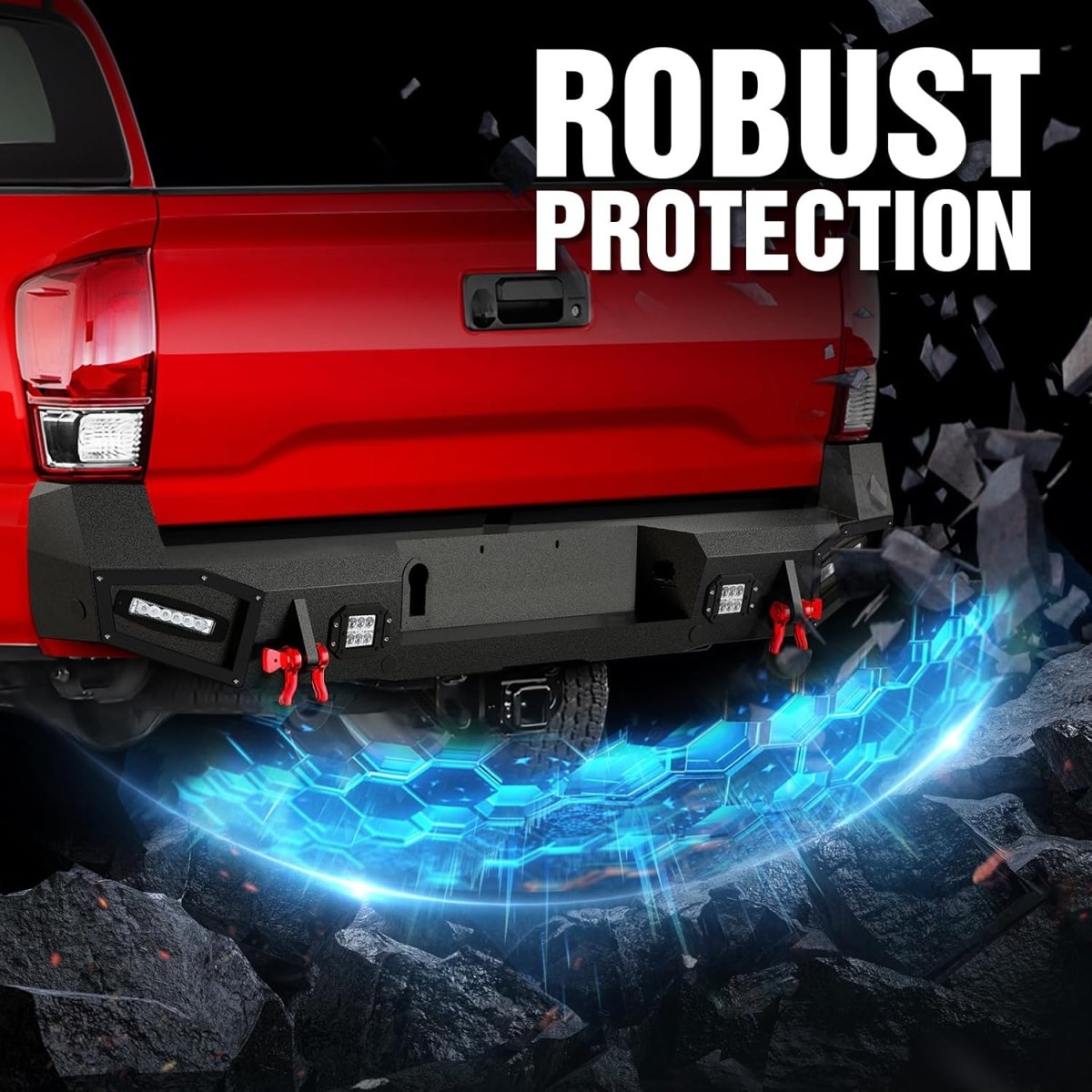 for Full Width Tacoma Truck Rear Bumper Compatible with 2016-2023 Toyota Tacoma 3rd Gen | Yzona