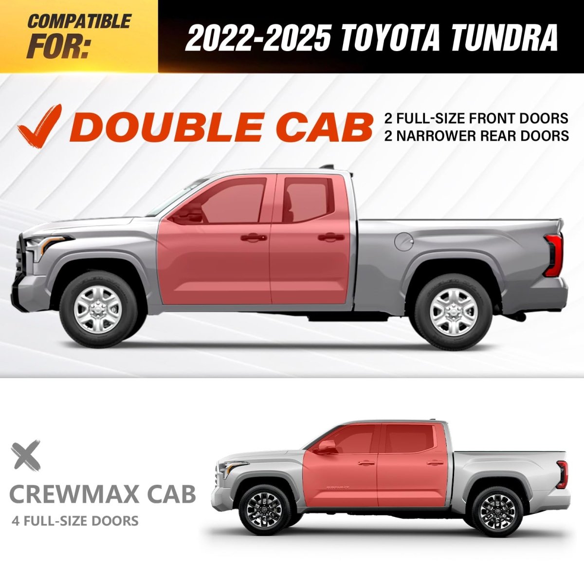 Off Road Side Steps Compatible with 2022-2025 Toyota Tundra Extended Cab - Yzona
