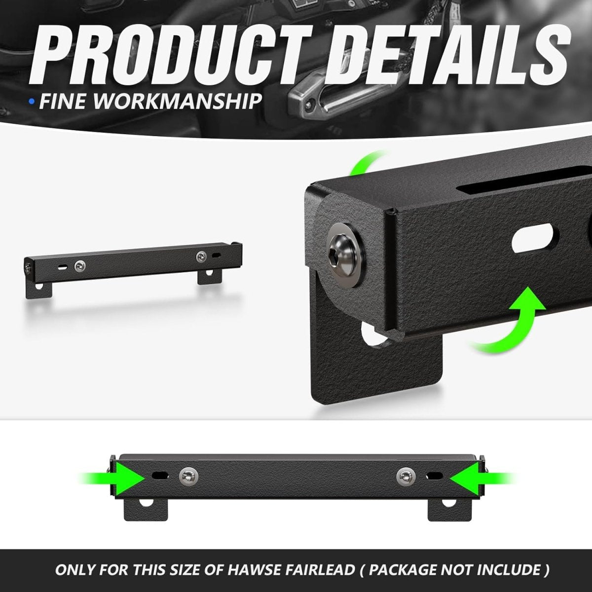 Flip-Up Winch Black License Plate Frame Compatible with 10" Hawse Fairlead | Yzona