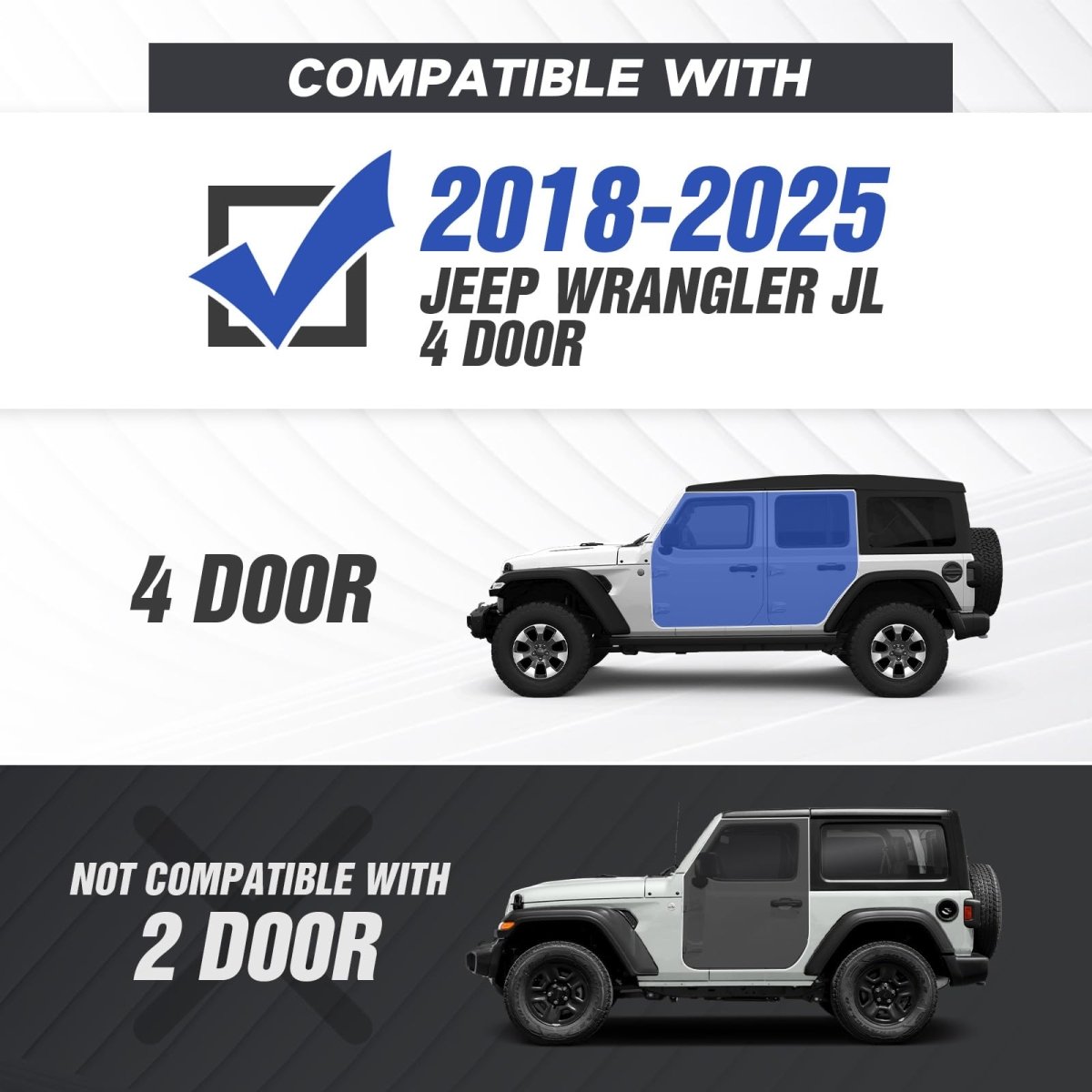 Yzona Side Steps for Single Cab TrucksCompatible with 2018-2025 Jeep Wrangler JL JLU Unlimited 4 Doors