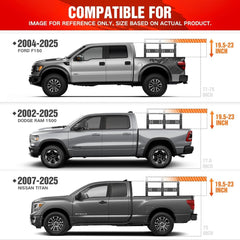 Adjustable Overland Bed Racks Full-Size Truck Cargo Carrier with 2 LED Lights Compatible with F150 F-150, Ram 1500, Titan, Truck Rear Ladder Rack Back Cross Bars