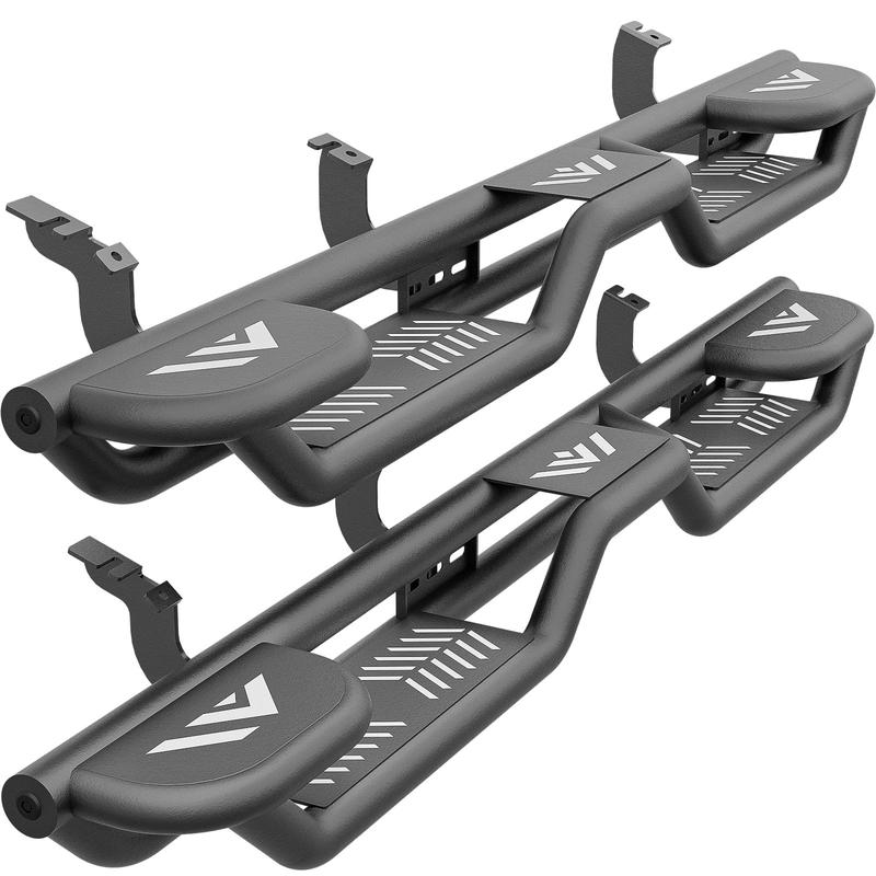 【Yzona】Carbon Steel Double Cab Running Boards for 2022-2026 Toyota Tundra DoubleCab (2 Half-Size Rear Doors), 3 Raised Steps Design, Black Truck Side Rails Nerf Bars, Easy Installation with Instructions, Enhanced Traction, Easy Roof Access, Easy Access To