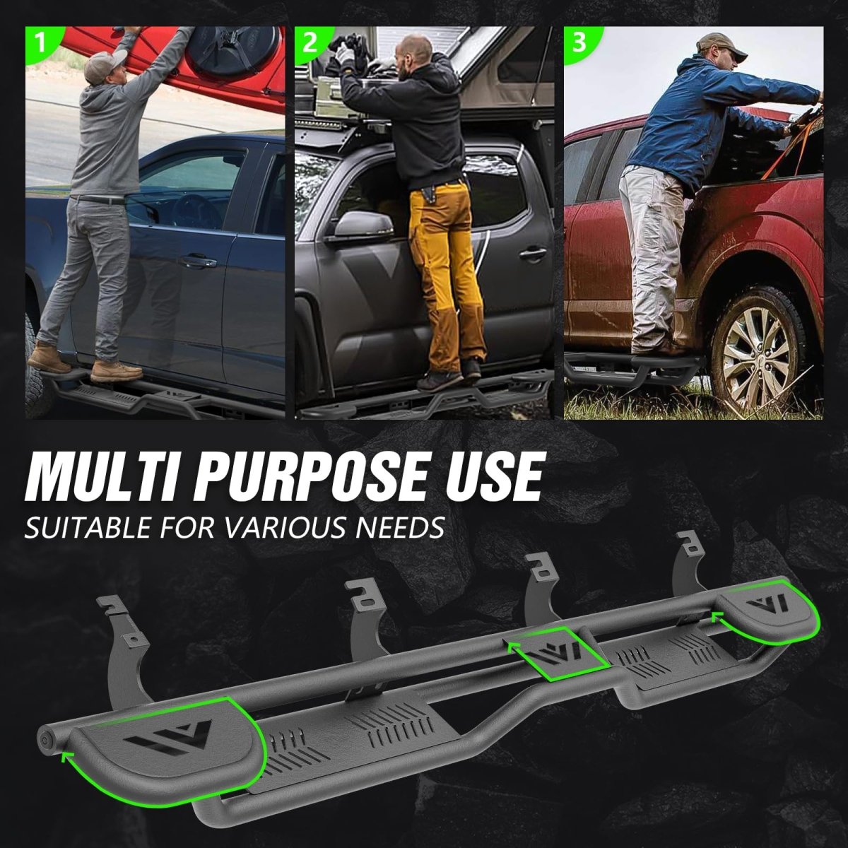Side Steps for Pickup Trucks Compatible with 2022-2025 Toyota Tundra CrewMax Cab - Yzona