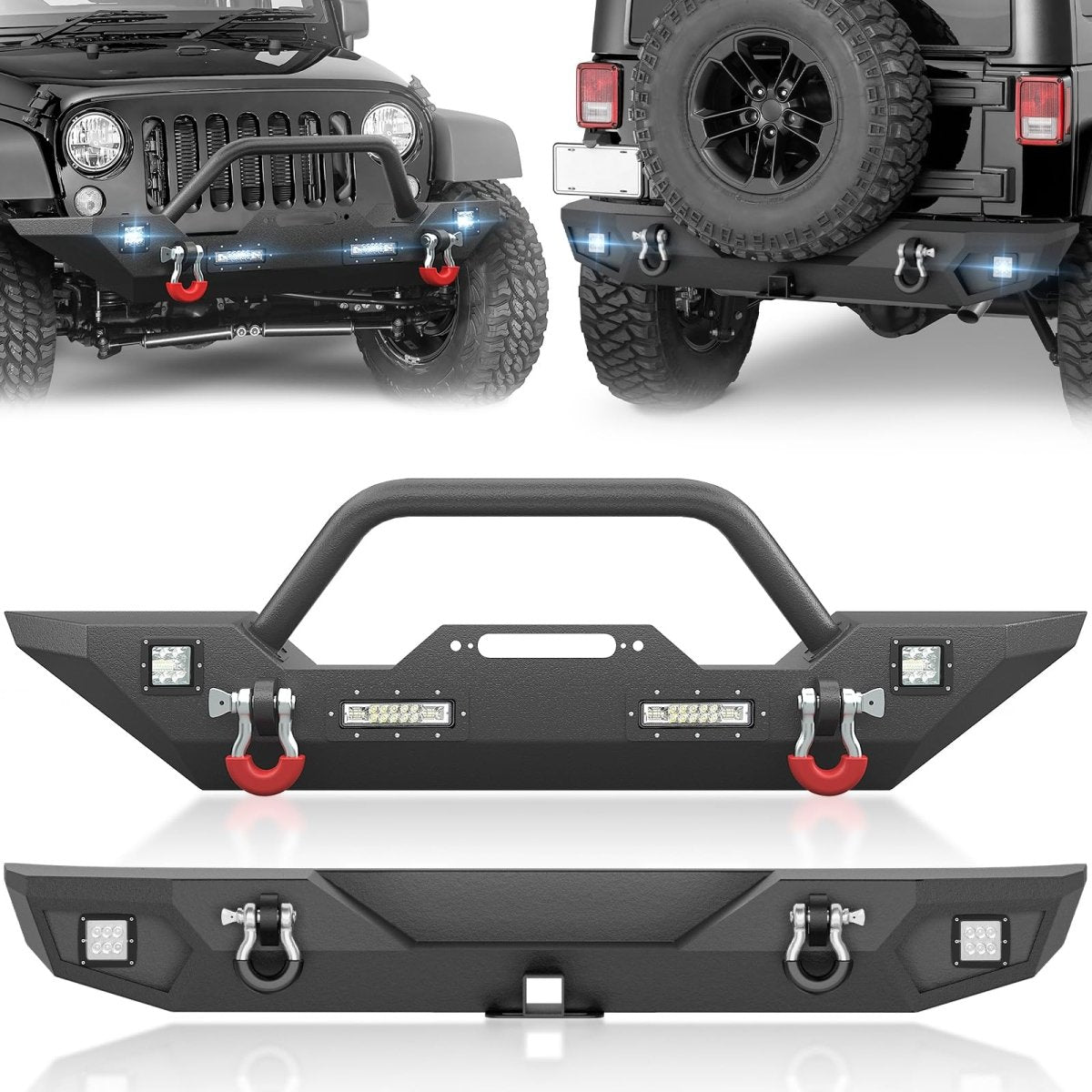 After Market Truck Bumpers Compatible with 2007-2018 Jeep Wrangler JK JKU Unlimited - Yzona