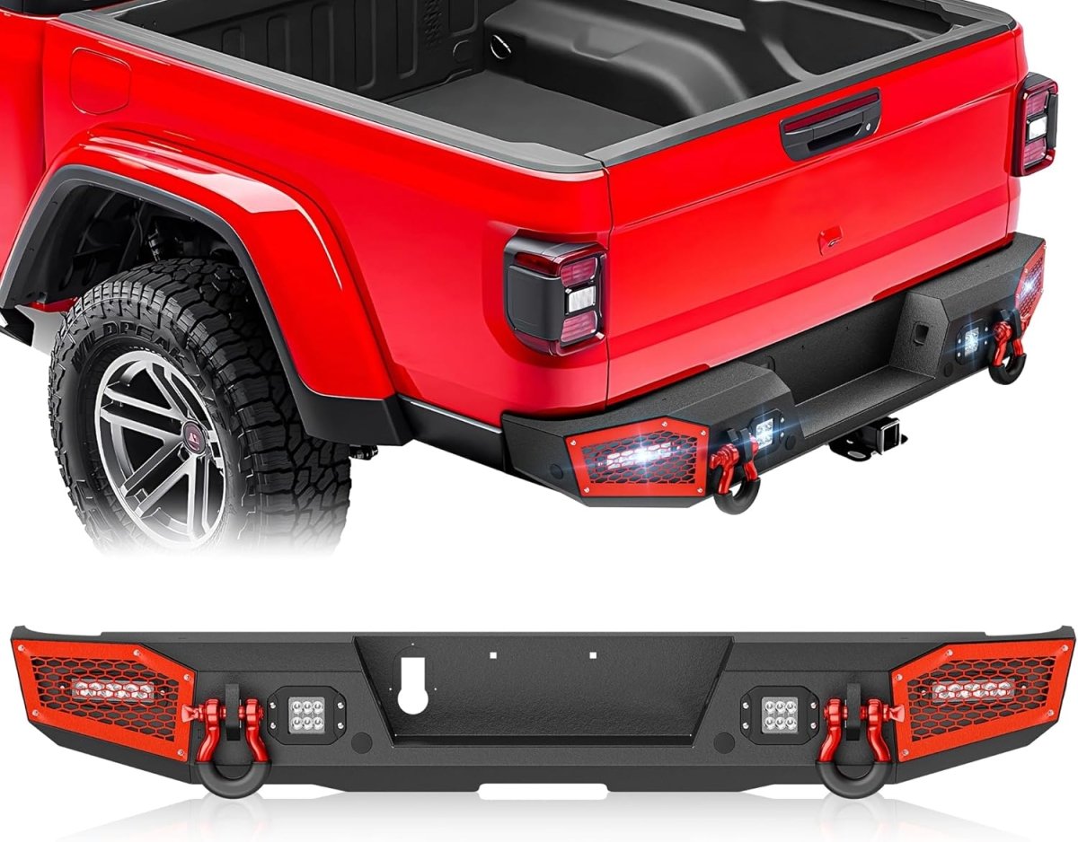 Aftermarket Pickup Rear Bumpers Compatible with 2020-2024 Jeep Gladiator JT with Paintable Armor | Yzona