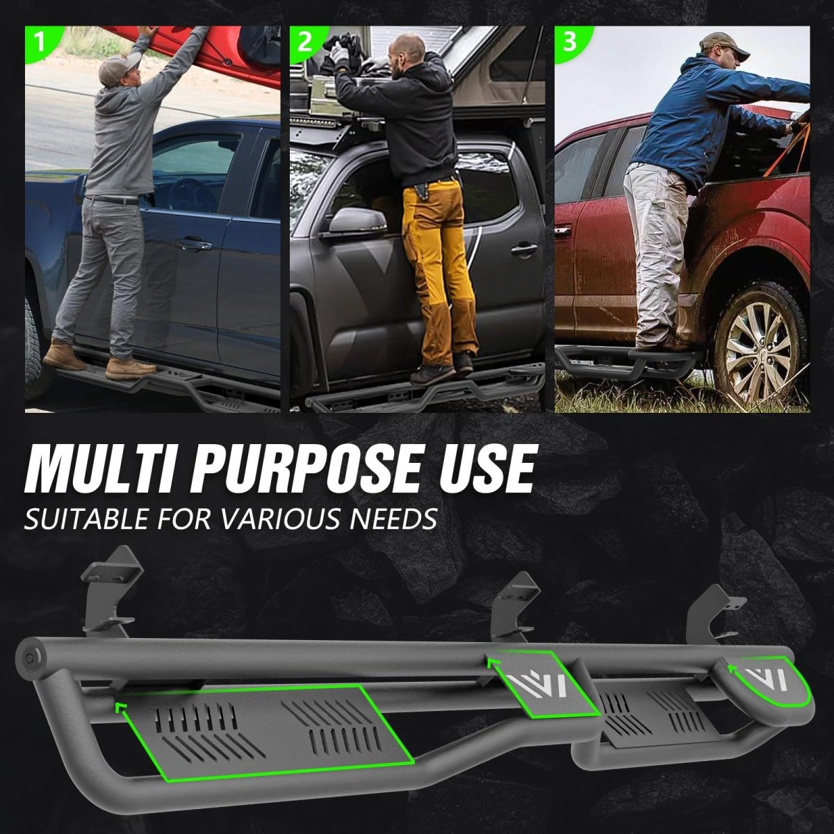 Running Boards for 2009-2018 Dodge Ram 1500 | 2010-2024 Ram 2500 3500 Double/Extended Cab - Yzona