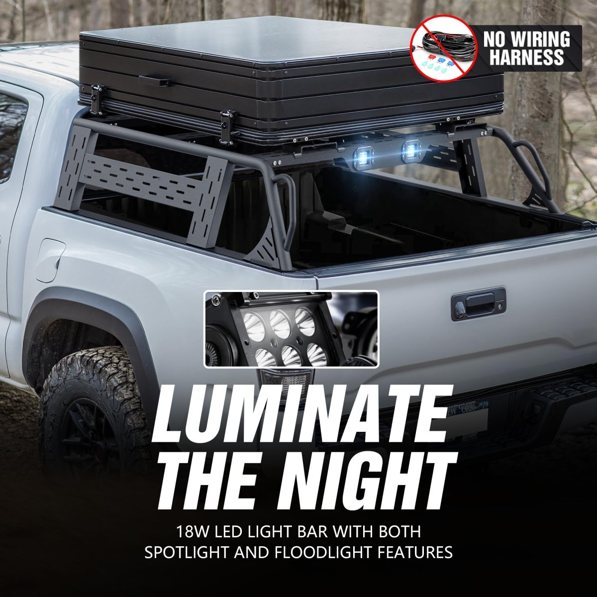 Overland Truck Roof Top Tent Bed Rack Compatible with 2005-2025 Tacoma & 2020-2025 Gladiator JT | Yzona