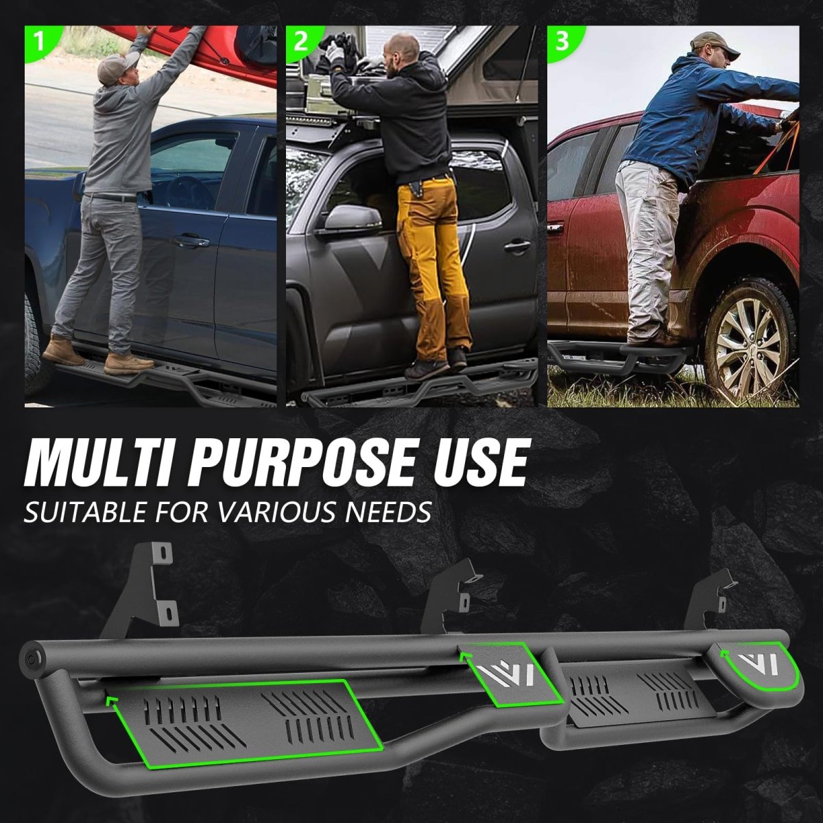 for 2024 Ford Ranger Running Boards Compatible for 2019-2025 Ford Ranger Supercrew Cab - Yzona