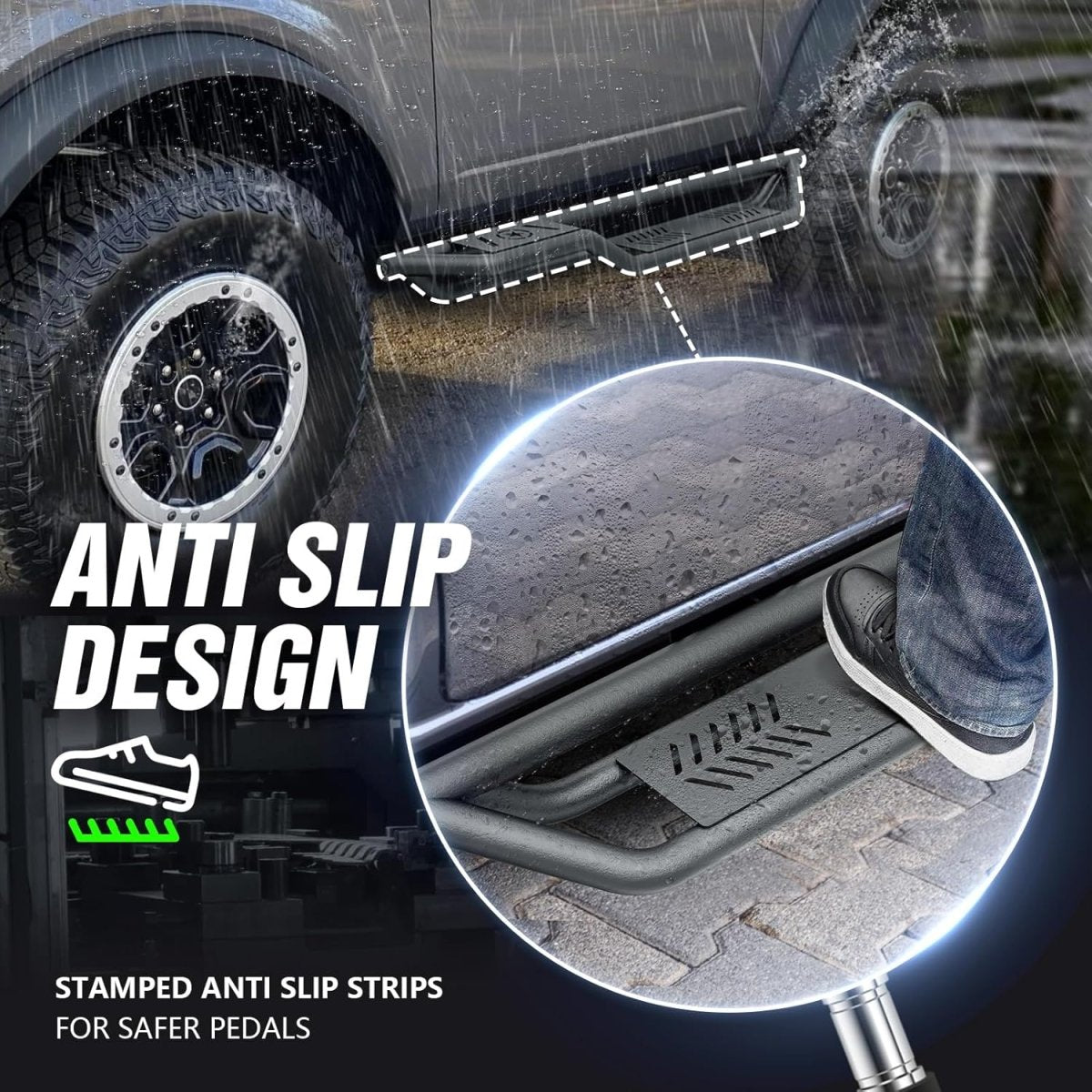 Single Step Running Boards Compatible with 2021-2025 Ford Bronco 2 Doors | Yzona - Yzona