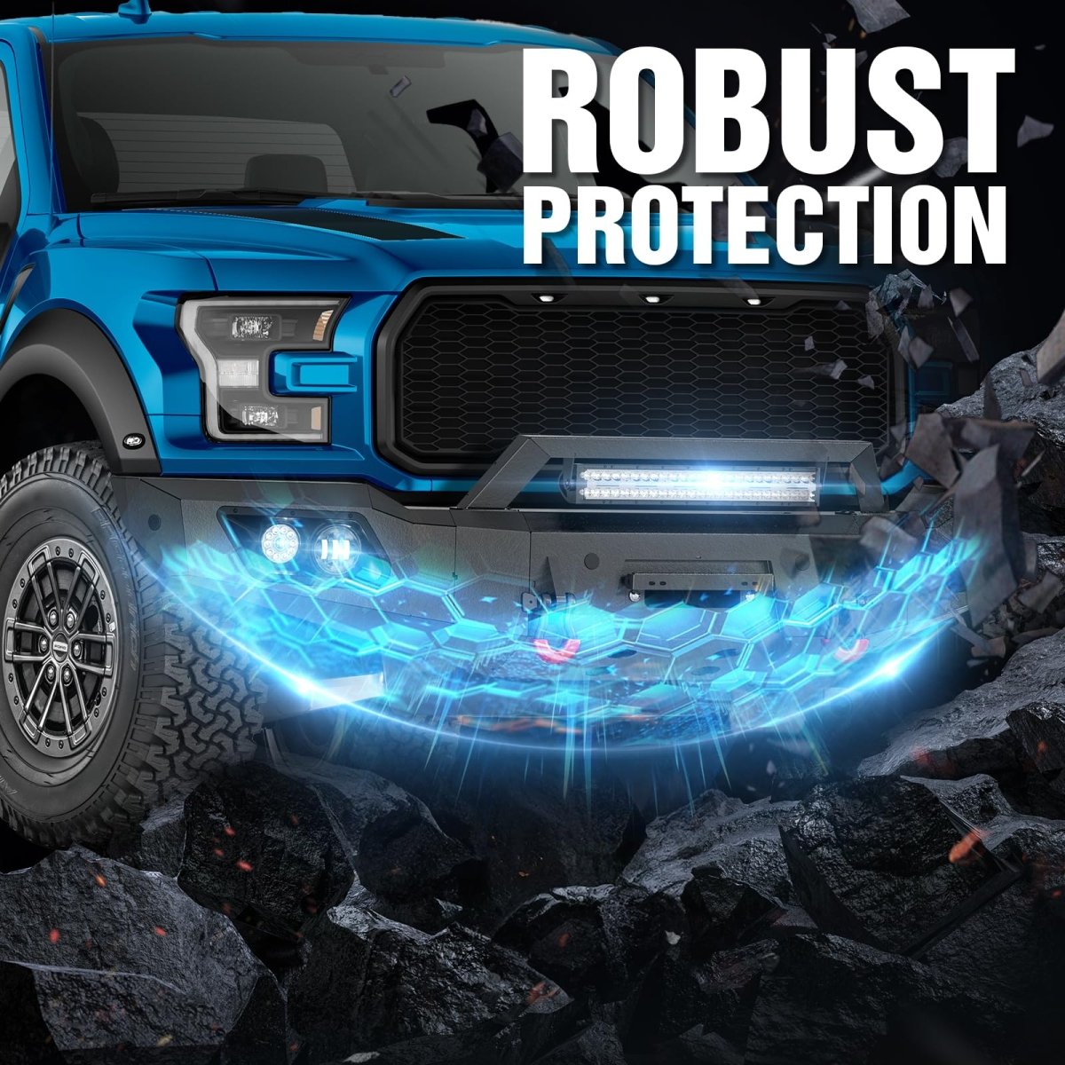 Aftermarket Replacement Bumpers Compatible with 2017-2020 F150 SVT Raptor - Yzona