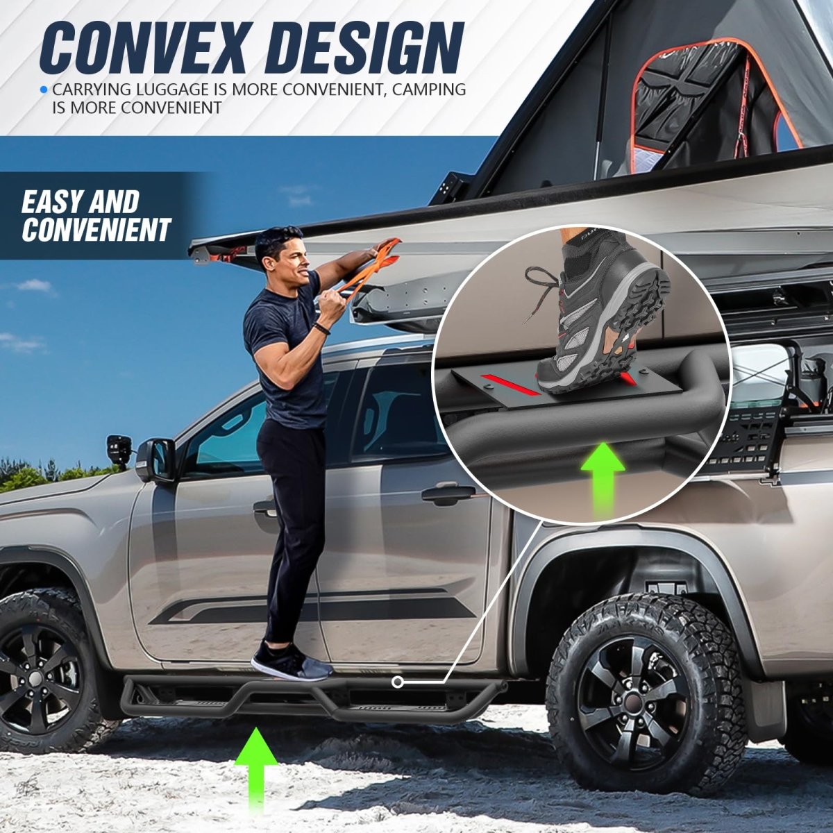 Auto Side Steps Compatible with 2007-2021 Toyota Tundra Extended Cab