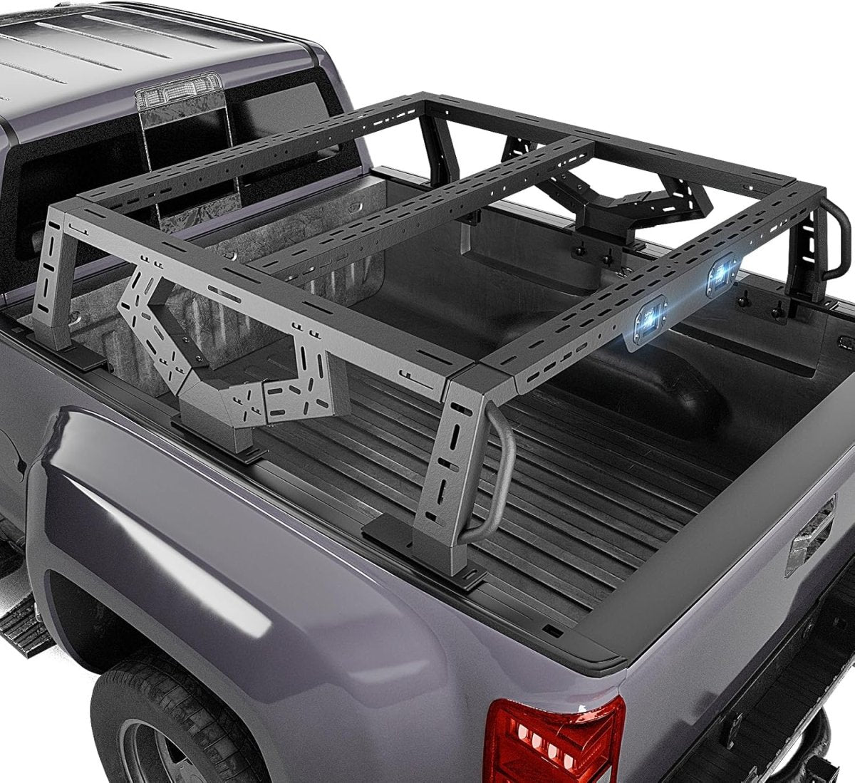 16.73" Bed Racks Truck Cargo Carrier with 2 LED Lights Compatible with Tacoma/F150/Gladiator JT/Frontier/Colorado/Canyon/Ranger/Ridgeline