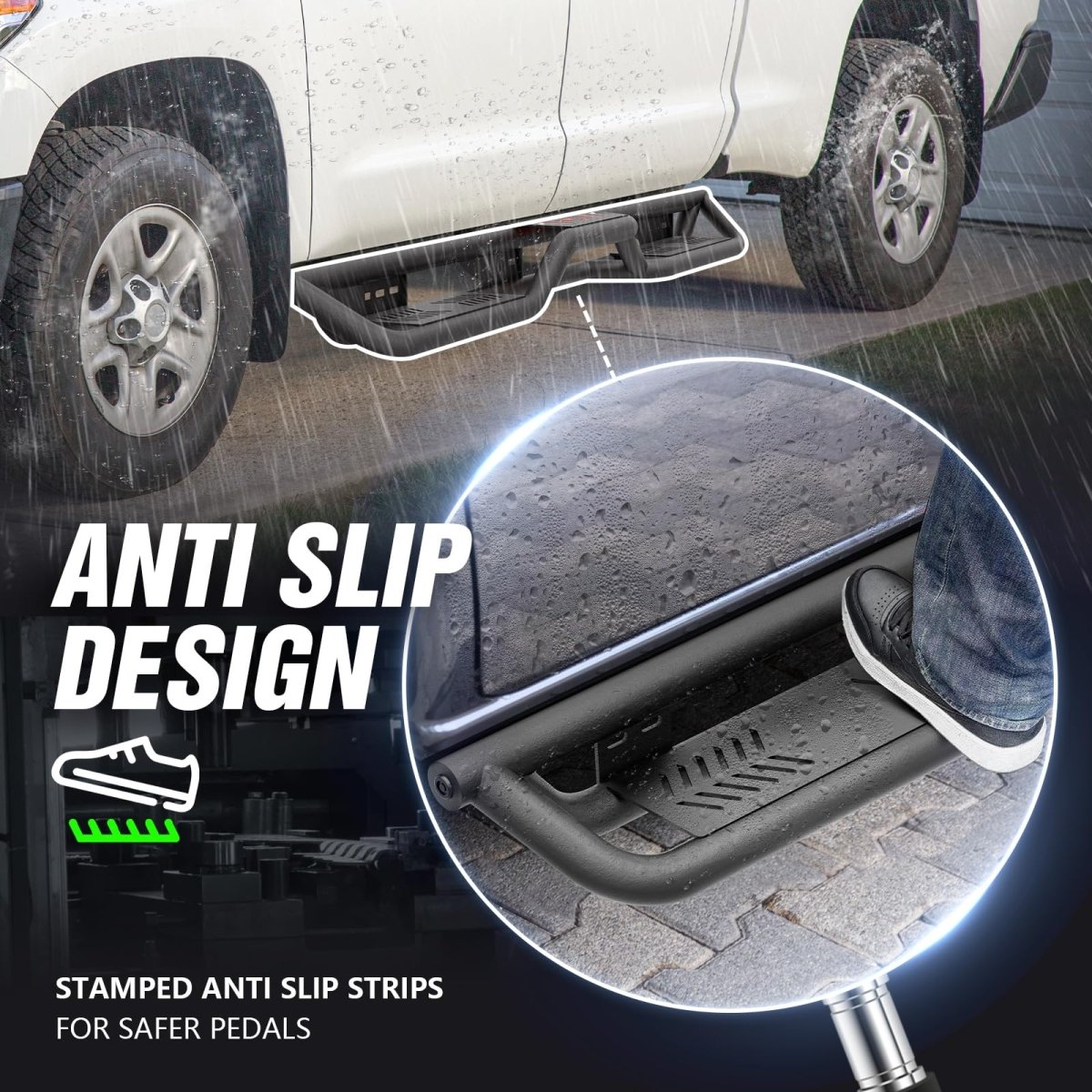 Auto Side Steps Compatible with 2007-2021 Toyota Tundra Extended Cab