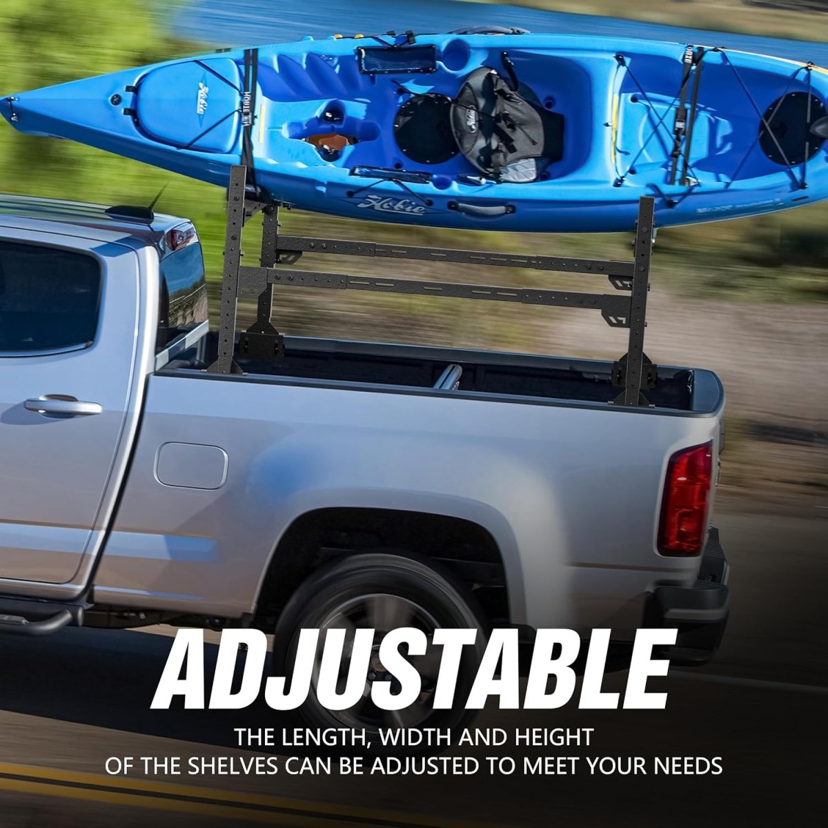 Universal Truck Bed Racks Compatible with Silverado/Sierra/Ram/Ford F-Series/Tacoma/Tundra/Titan/Frontier/Colorado/Canyon/JT/Ranger/Ridgeline/Maverick, Adjustable Ladder Cargo Rack