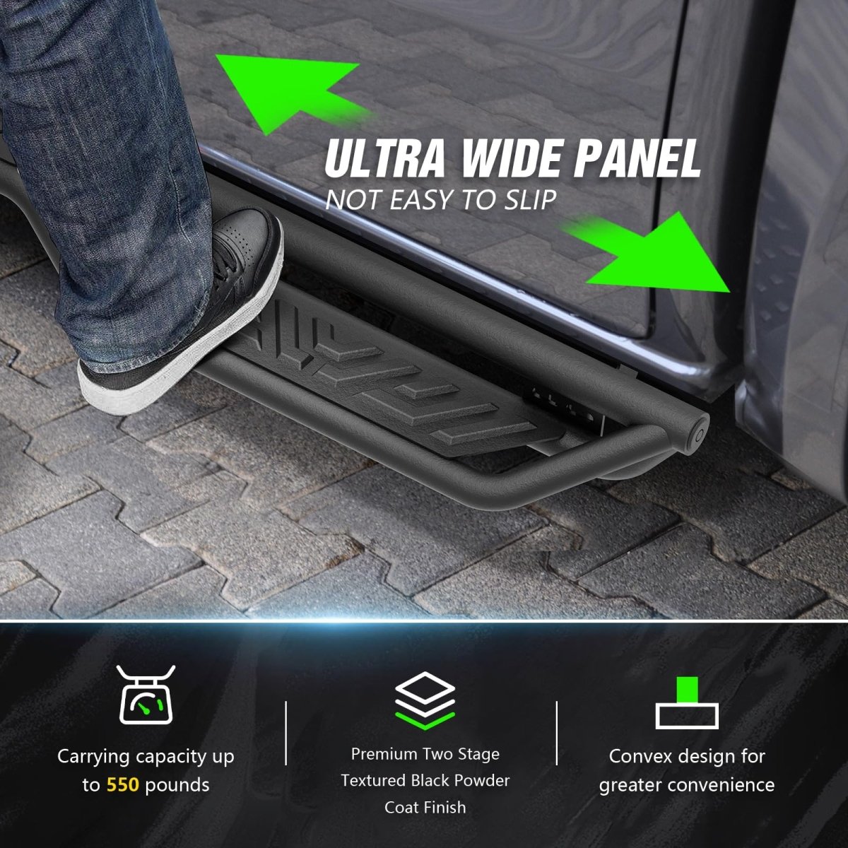 Frame Mount Side Steps Compatible with 2019-2025 Dodge Ram 1500 Quad Cab New Body Double/Extended Cab - Yzona