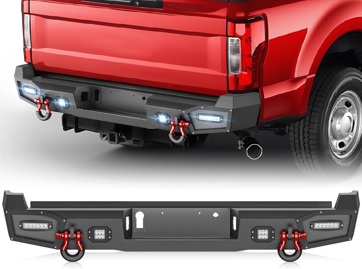 for Rear F350 Bumpers with Winch Compatible with 2017-2022 4th Gen Ford F250 F350 F450 with Paintable Armor | Yzona