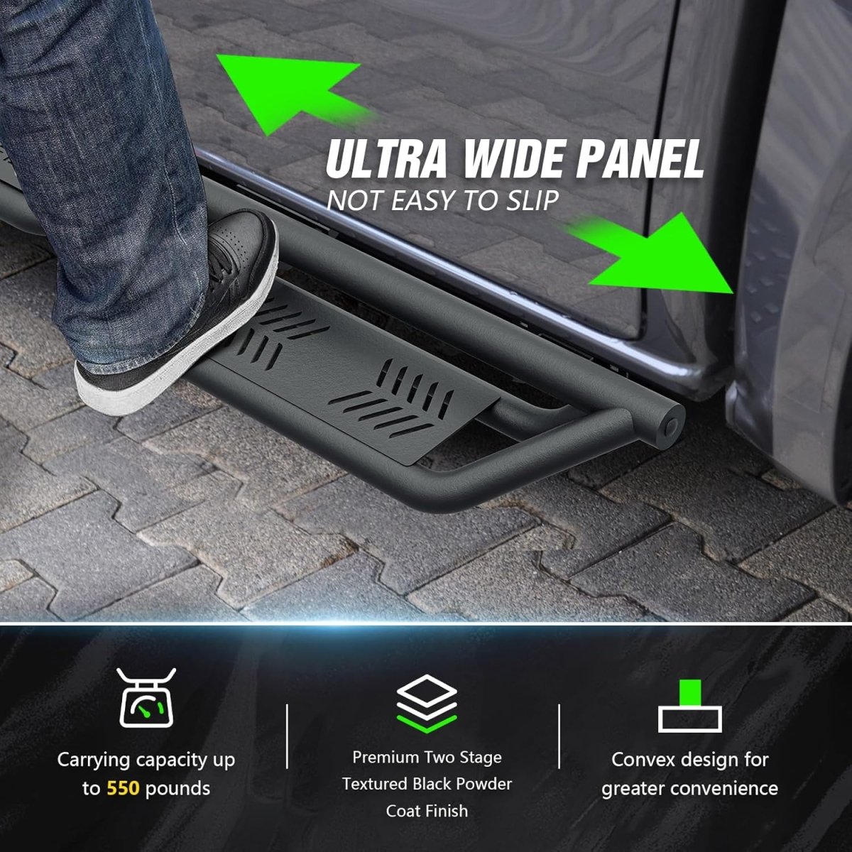 Single Cab Running Boards Side Steps Compatible with 2007-2018 Jeep Wrangler JK JKU Unlimited 2 Doors| Yzona