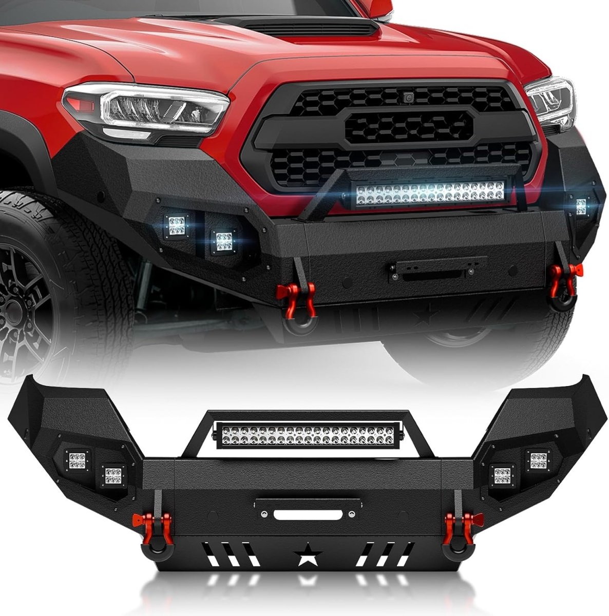 for Toyota Off Road Bumpers Compatible with 2016-2023 Toyota Tacoma 3rd Gen with Winch Plate | Yzona