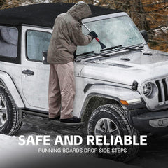 for Wrangler JL Two Stairs Design Running Boards Side Steps Compatible with 2018-2025 Jeep Wrangler JL JLU Unlimited 2 Doors (Include 4XE Model), Steel Nerf Bars Plates Rock Sliders Rail