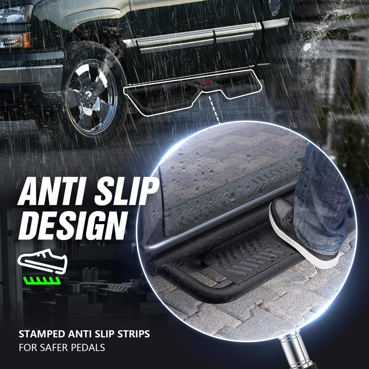 Truck Step Sides Compatible for 1999-2006 Silverado & Sierra 1500 | 2001-2006 Silverado & Sierra 2500 3500 HD - Yzona