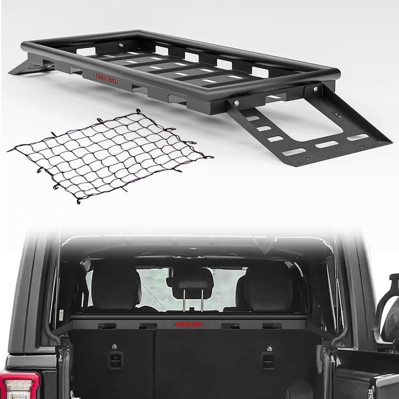 Yzona Rust-Resist Carbon Steel Interior Cargo Rack, 350 lbs Heavy-Duty Car Organizer for 2007-2026 Jeep Wrangler JK/JL/Unlimited 4XE, No-Drill Easy Install, EVA Foam Dampens Vibration, Car Accessory, SUV Accessories, Comprehensive After-Sales Support
