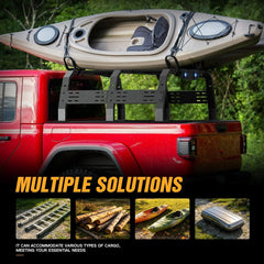 【YZONA】Adjustable 54-64" High Truck Cargo Bed Racks with 2 Led Lights Compatible with Frontier Tacoma Tundra Silverado 1500 Sierra 1500 Ram 1500 Titan Canyon Colorado JT Ford F-Series Ranger