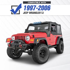 Yzona Heavy-Duty Madmax Look Windshield Frame for 1997-2006 Jeep Wrangler TJ - Built-in LED Light Bar, Sun Visor, Front Windscreen Rack Protector, Roof Protection, No-Drill Installation