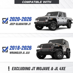【YZONA】Windshield Frame Compatible for 2018-2026 Wrangler JL & Gladiator JT Not for JL 4xe & JT Mojave. Built-in LED Light & Sun Visor, Heavy-Duty Front Windscreen Rack Protector. No Drilling Install