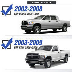 【YZONA】Steel Rear Bumper Compatible with Ram 1500 2500 3500 2002-2009, LED & License Plate Lights, License Frame Holes, Paintable Armor, Durable Offroad D-Rings