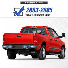 【Yzona】Full Width Rear Bumper Compatible with 2003-2005 Ram 2500 3500 with 2 x 42W and 2 x 48W LED Lights, Sensor Holes, Foot Pedal, Mesh Paintable Armor & 4.3-ton D-rings
