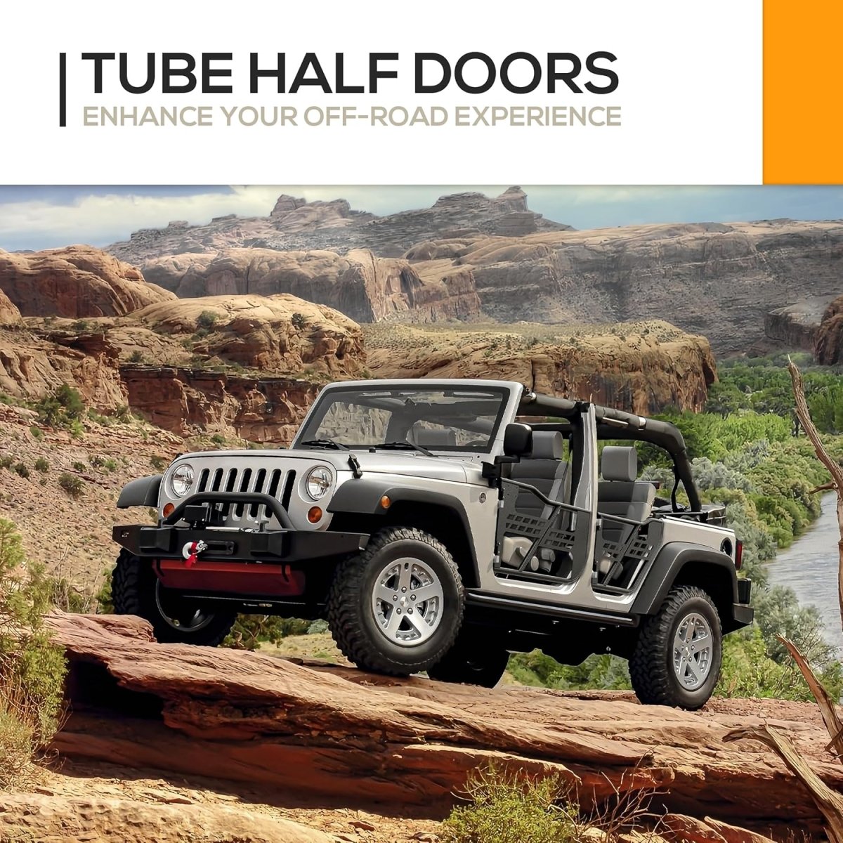Yzona Half Door Compatible with 2007-2018 Jeep Wrangler JK JKU Unlimited 4-Doors