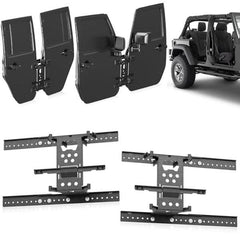 【Yzona】Door Storage System Hangers Rack Bracket Compatible with 2007-2025 Jeep Gladiator JT & Wrangler JK JKU JL JLU Unlimited 4 Doors , Wall Mounted Removable Doors Holder (Front & Rear Doors, Black)