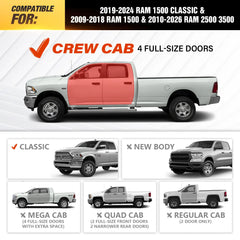 Three Raised Steps for Dodge Ram 1500 Running Boards(2009-2018), 2019-2024 Ram 1500 Classic, 2010-2026 Ram 2500 & 3500 CrewCab Side Steps | Yzona